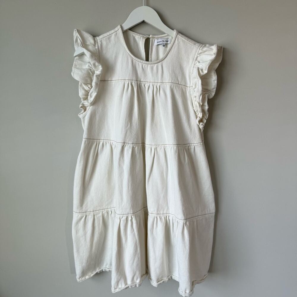 Jacquie the label | Cream Ecru Denim Tiered Western Cowgirl Dress Size Large - Picture 2 of 9